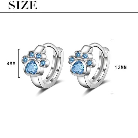 *NEW 925 Sterling Silver Diamond Paw Hoop Earrings - Picture 10 of 10